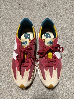 New Balance Burgundy, Cream & Yellow Retro Runner Sneakers